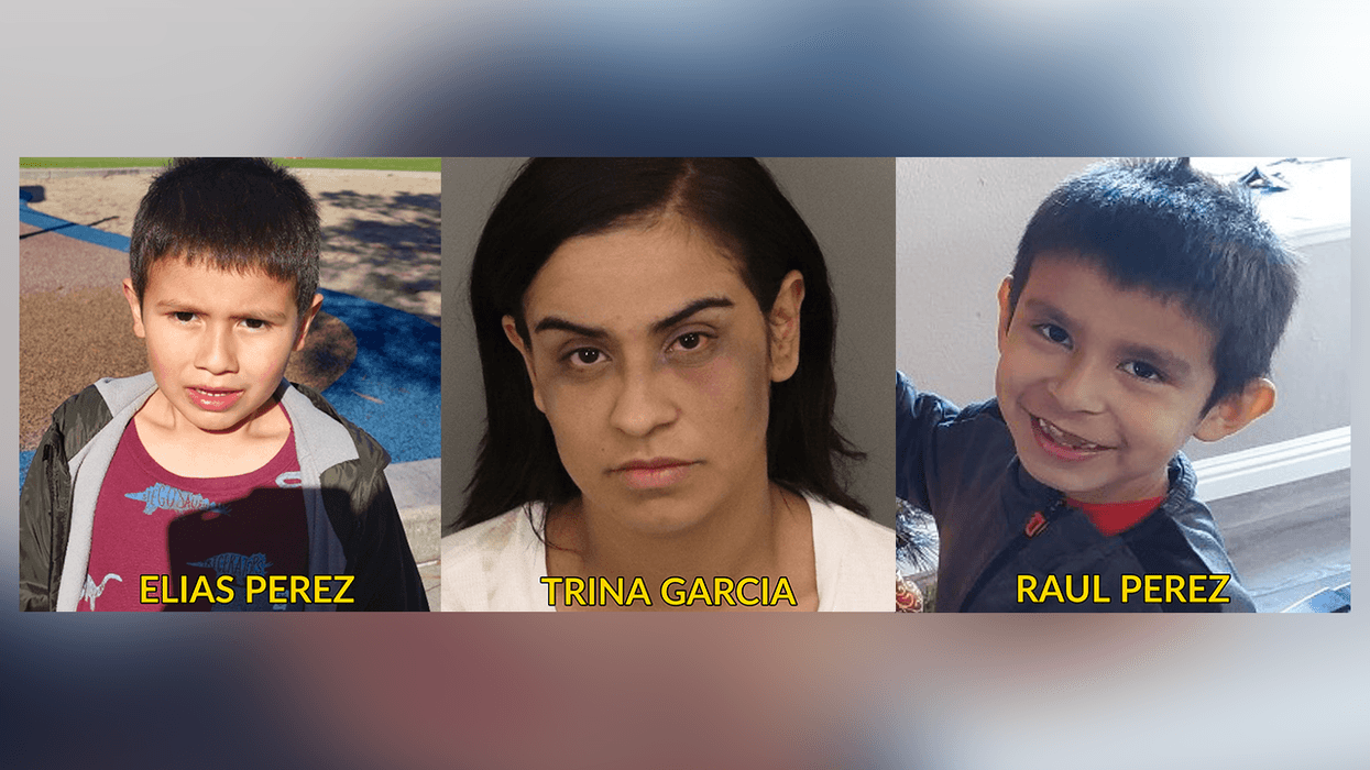 Photos of Trina Garcia (center) and her sons Elias Perez (left) and Raul Perez (right). Police believe Garcia, who does not have custody of the boys, snuck away with both of them while on a supervised visit on March 13, 2022.