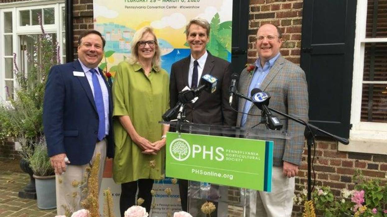 PHS chief of shows and events Sam Lemheney; 2020 Flower Show chair Helen Horstmann; John Kelly; PHS president Matt Rader
