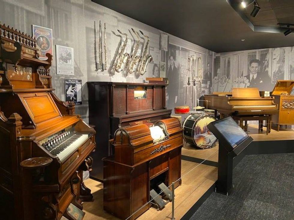 Pianos on display inside NAMM