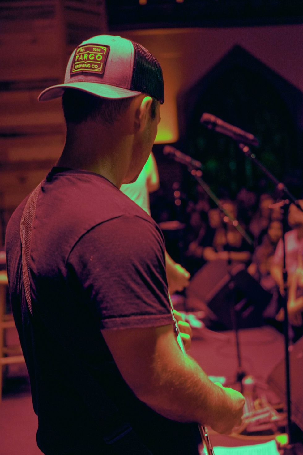 Pike playing guitar