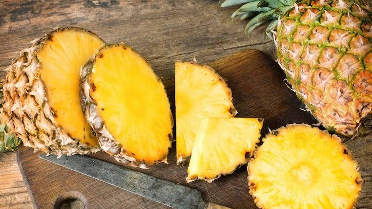 Pineapples on a wooden table