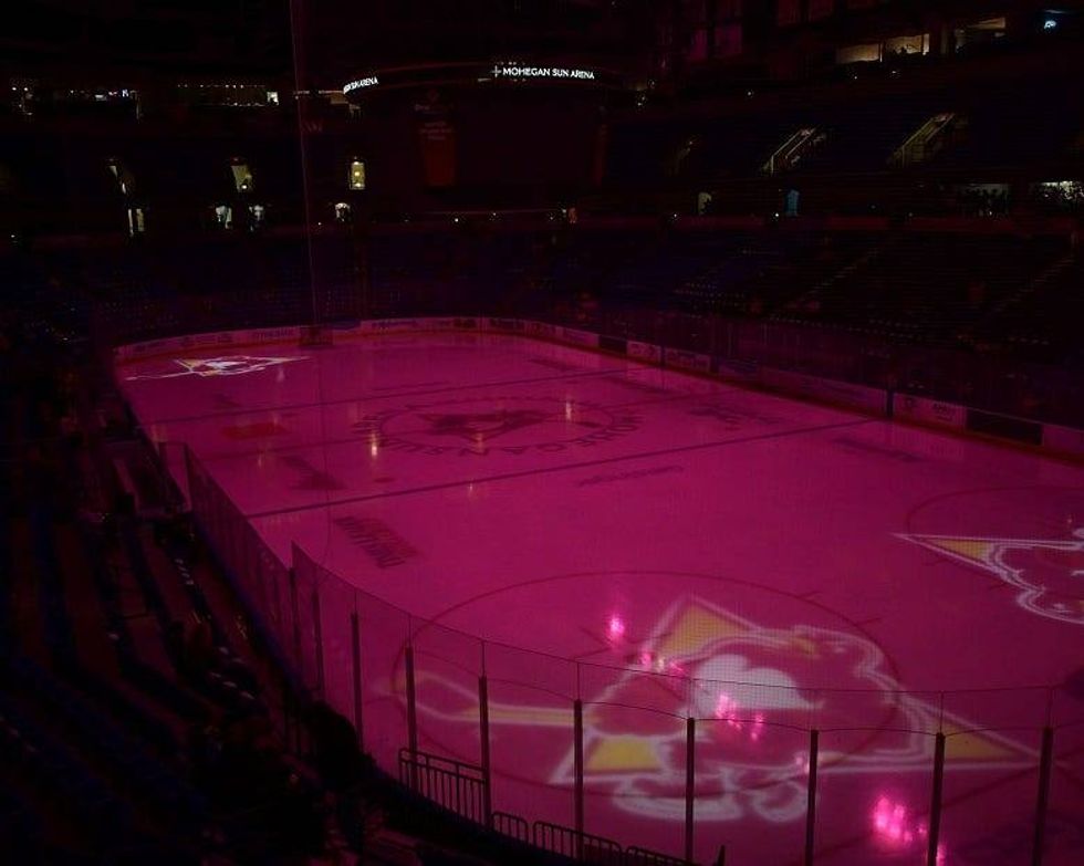 Pink ice at Mohegan Sun Arena