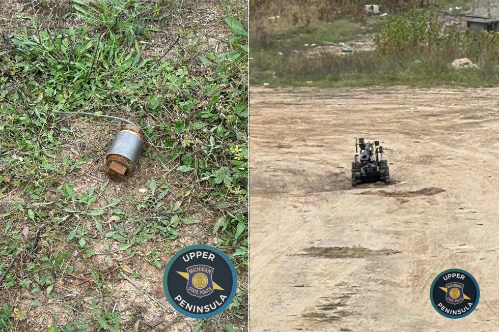 pipe bomb and robot used to disarm