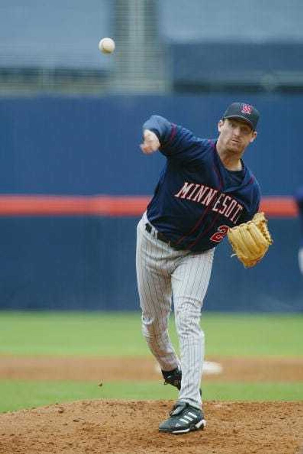 Pitcher Joe Mays #25 of the Minnesota Twins delivers the pitch during the Interleague MLB game against the San Diego Padres at Qualcomm Stadium on June 8, 2003 in San Diego, California.