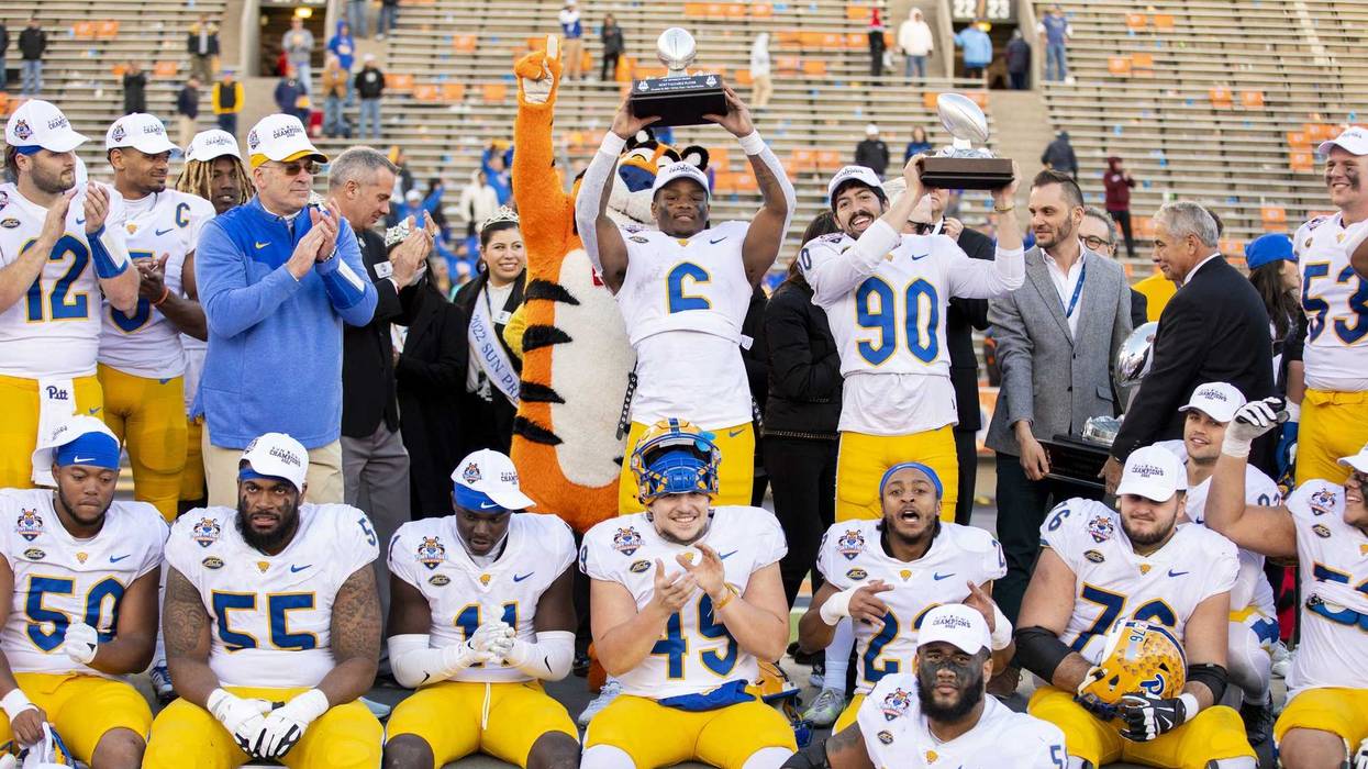 Pitt celebrating win in Sun Bowl