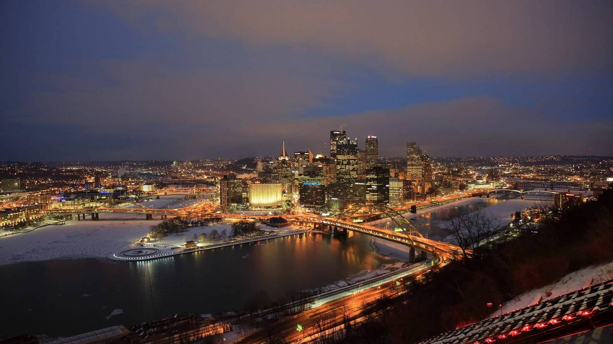 Pittsburgh at night in the winter