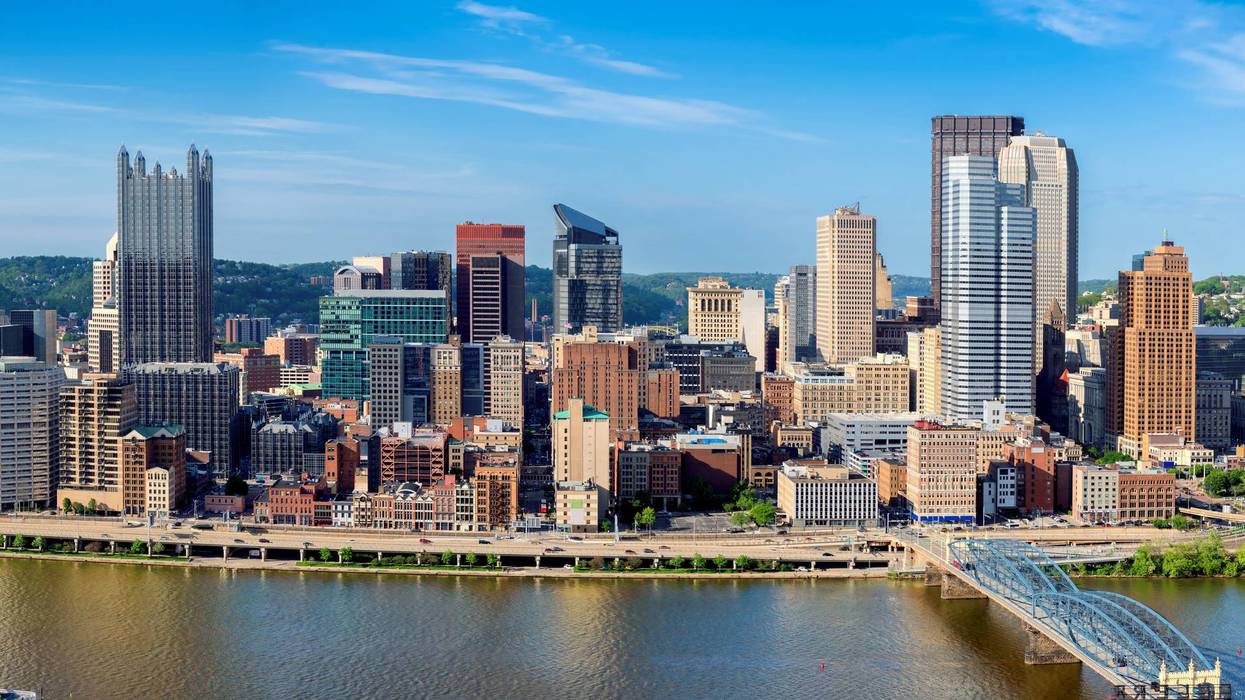 Pittsburgh City skyline at sunset