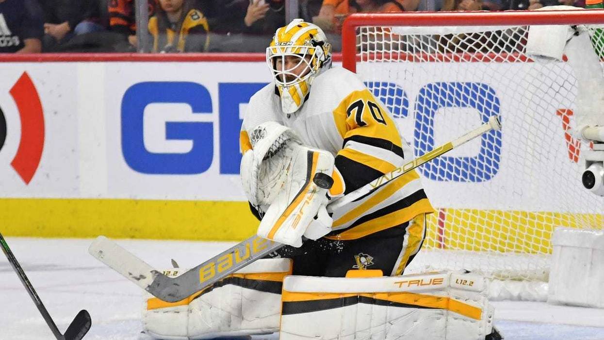 Pittsburgh Penguins goaltender Louis Domingue (70) makes a save