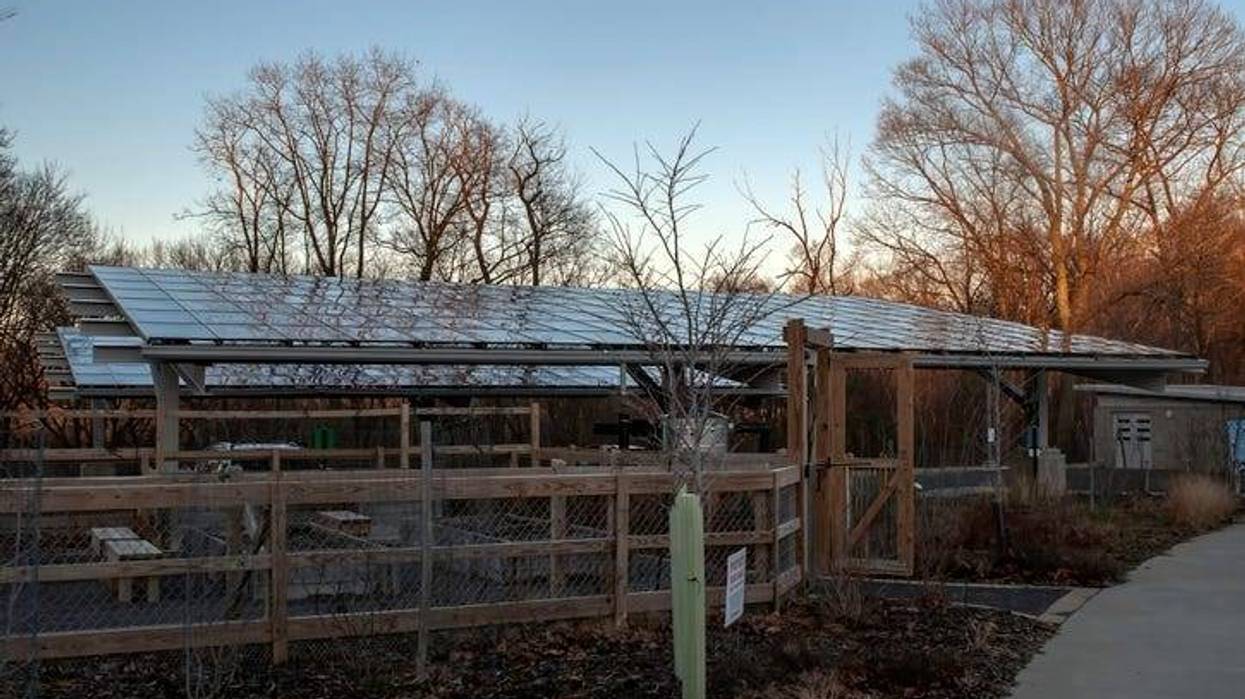 Pittsburgh, Pennsylvania, USA 2-9-2019 the Frick Environrmental Center solar paneled parking cover