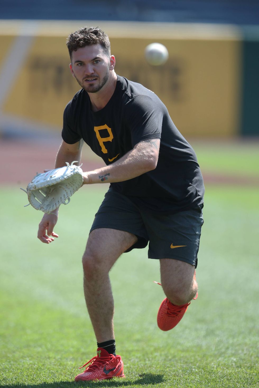 Pittsburgh Pirates first baseman Spencer Horwitz (2) warms up before the game against the St. Louis Cardinals at PNC Park.