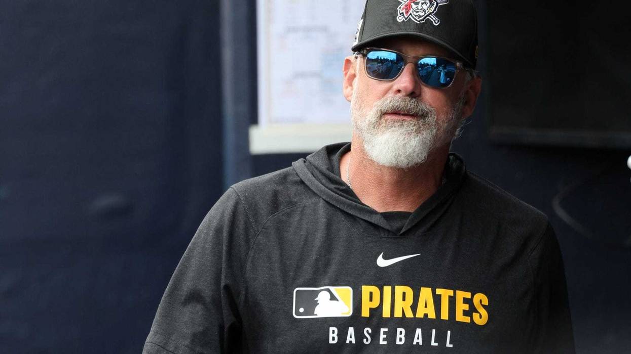 Pittsburgh Pirates manager Derek Shelton (17) looks on in the dugout during the second inning against the New York Yankees at George M. Steinbrenner Field.