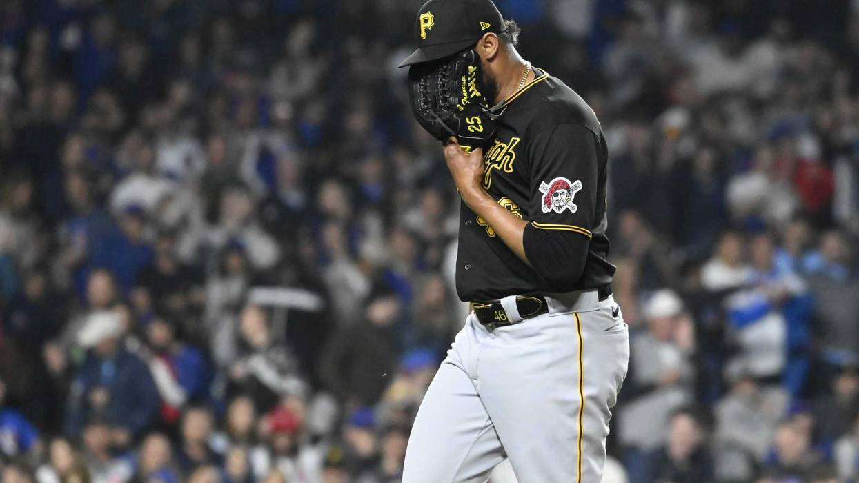 Pittsburgh Pirates relief pitcher Yohan Ramirez (46) at the end of the sixth inning against the Chicago Cubs