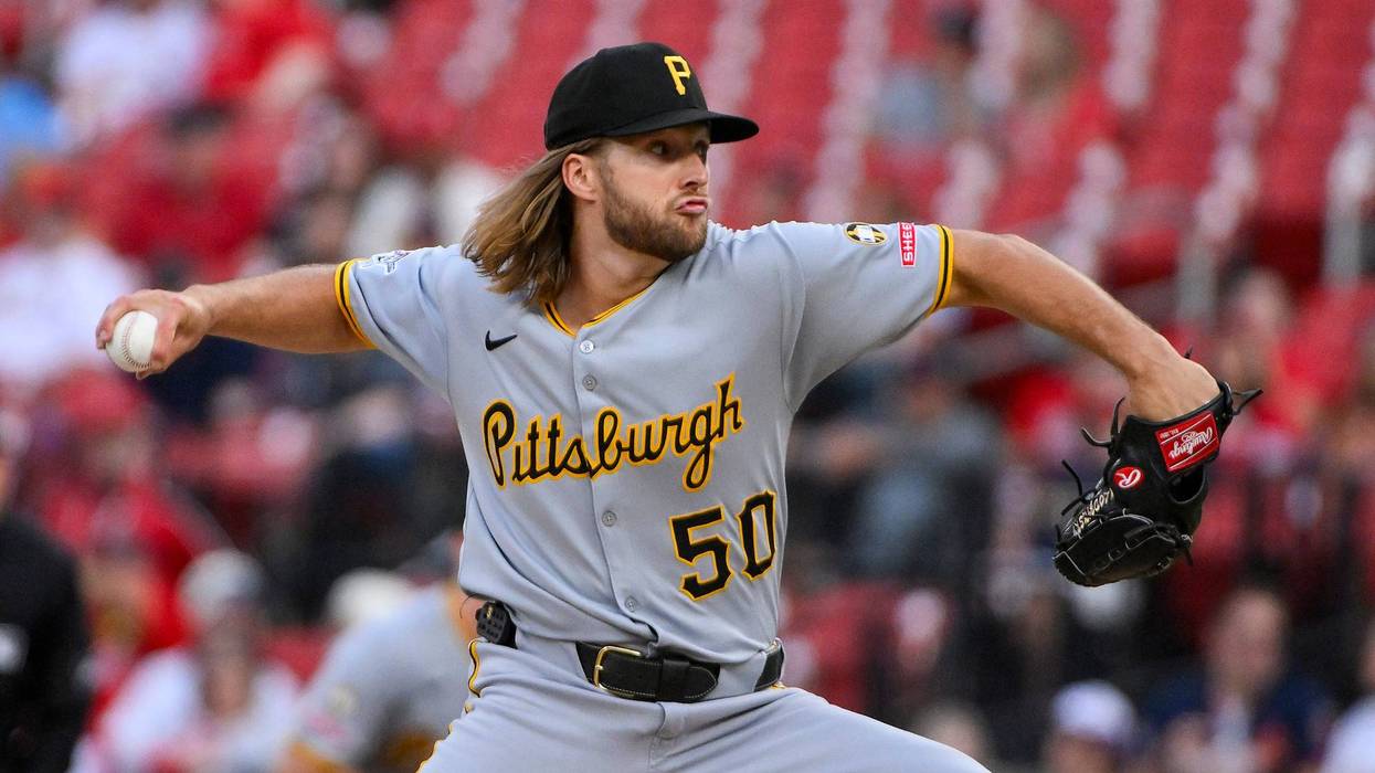 Pittsburgh Pirates starting pitcher Carmen Mlodzinski (50) pitches against the St. Louis Cardinals during the first inning at Busch Stadium.