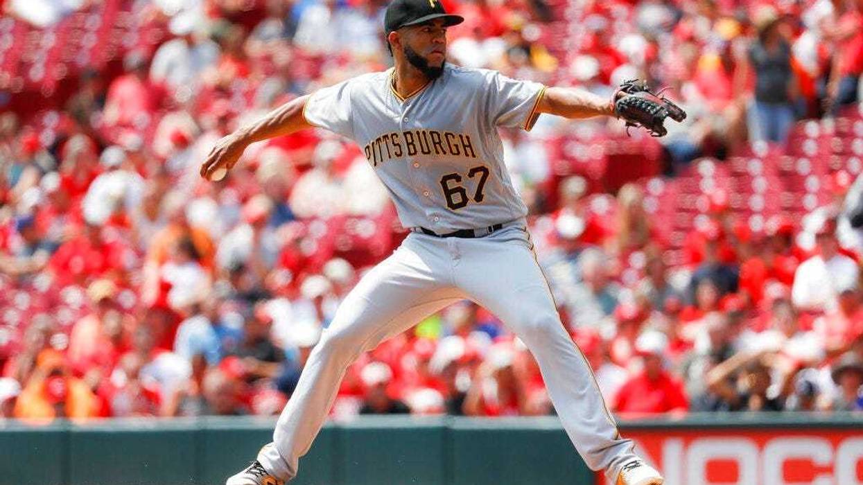 Pittsburgh Pirates starting pitcher Dario Agrazal throws in the first inning of a baseball game against the Cincinnati Reds, Wednesday, July 31, 2019, in Cincinnati.