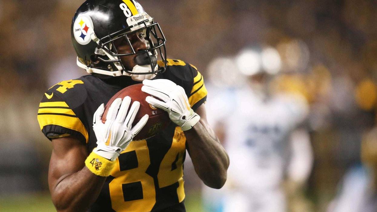 Pittsburgh Steelers wide receiver Antonio Brown (84) catches a fifty-three yard touchdown pass against the Carolina Panthers during the second quarter at Heinz Field.
