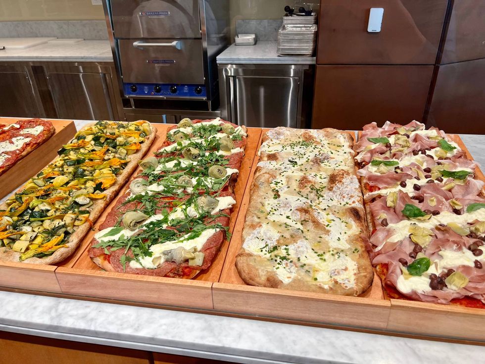 Pizza options at Eataly.