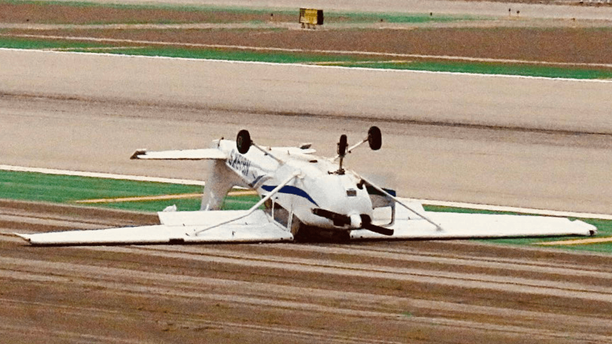 Plane overturned on runway at Santa Monica Airport