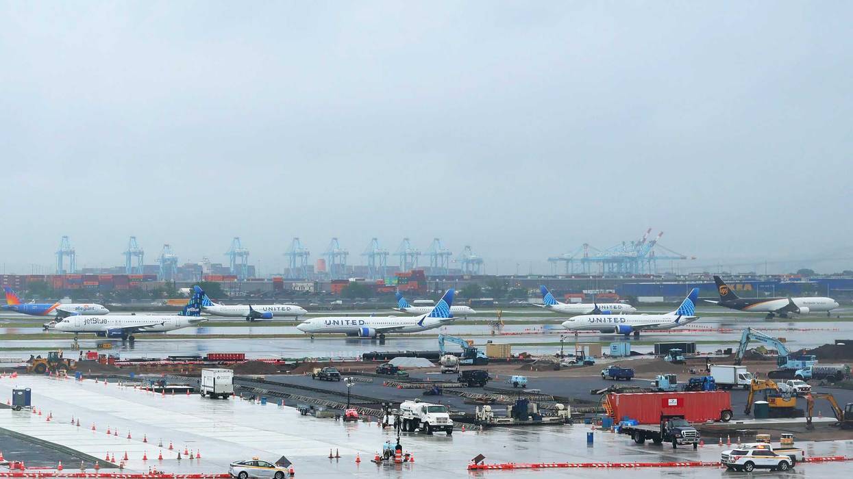 Planes are seen on the tarmac at Newark Liberty International Airport on May 14, 2025 in Newark