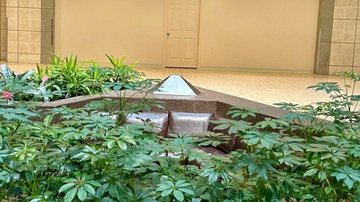 Plants at a sitting area at Lakeside Mall in Sterling Heights.