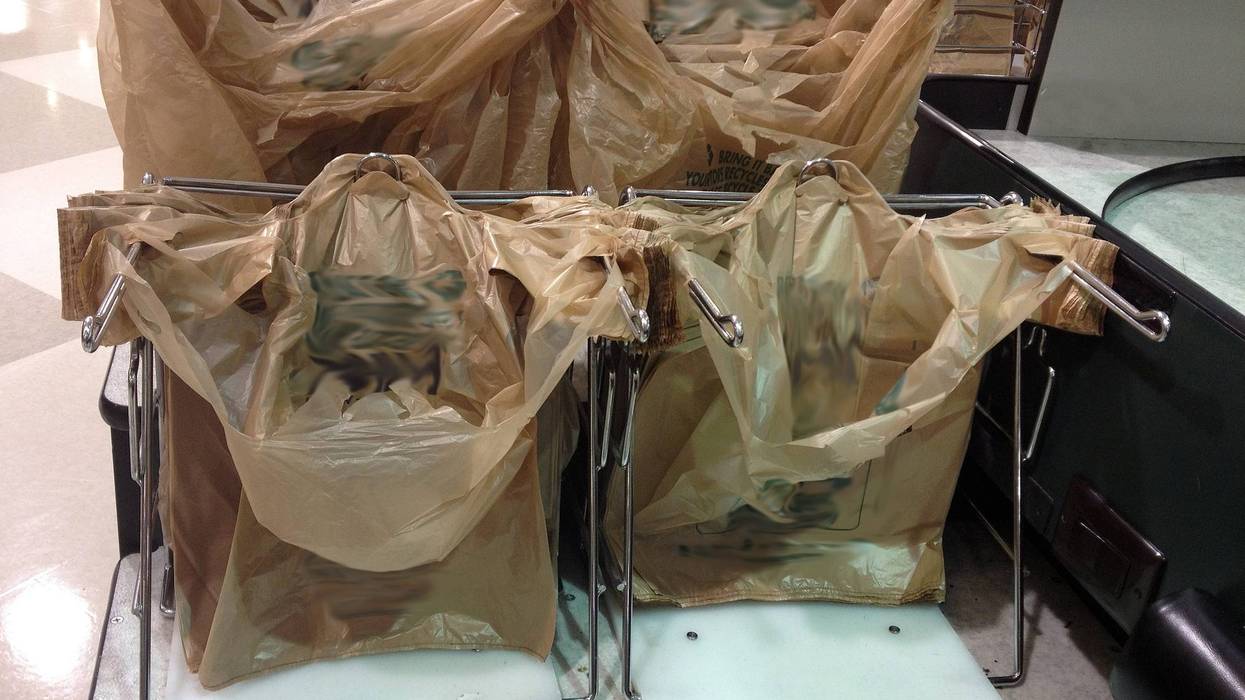 Plastic bags at checkout