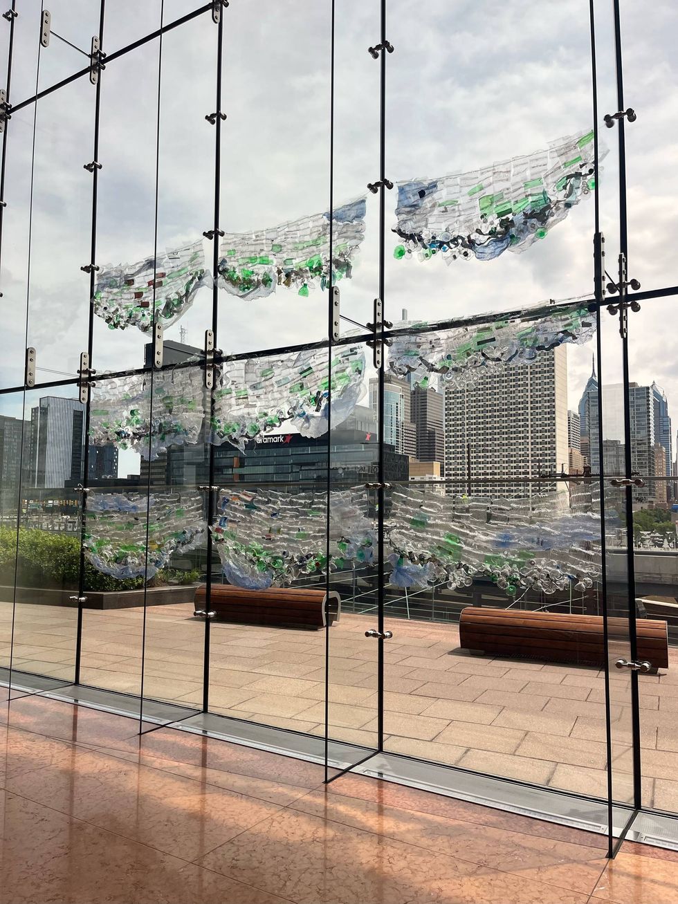 "Plastic Tides," by Christopher Hardgrove, is located at FMC Tower, 2929 Walnut Street