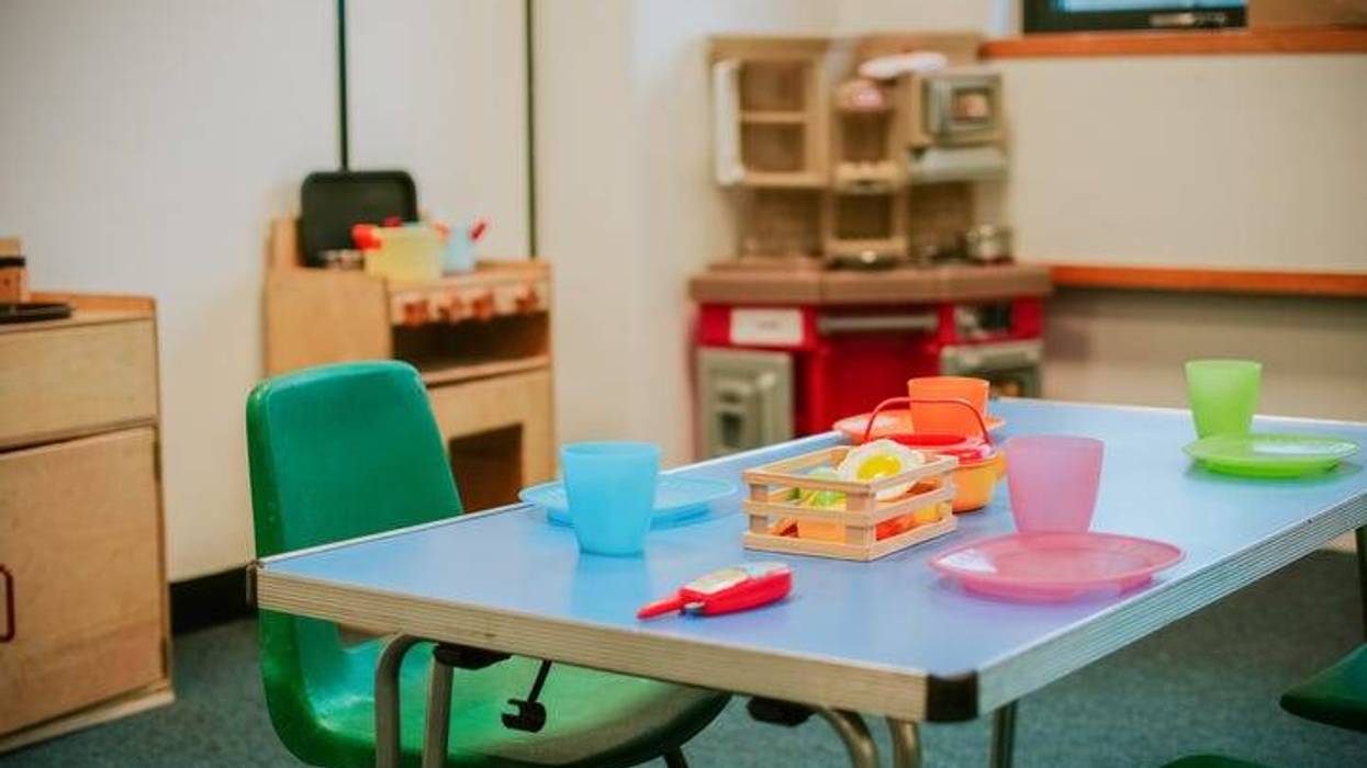 Play table in preschool classroom