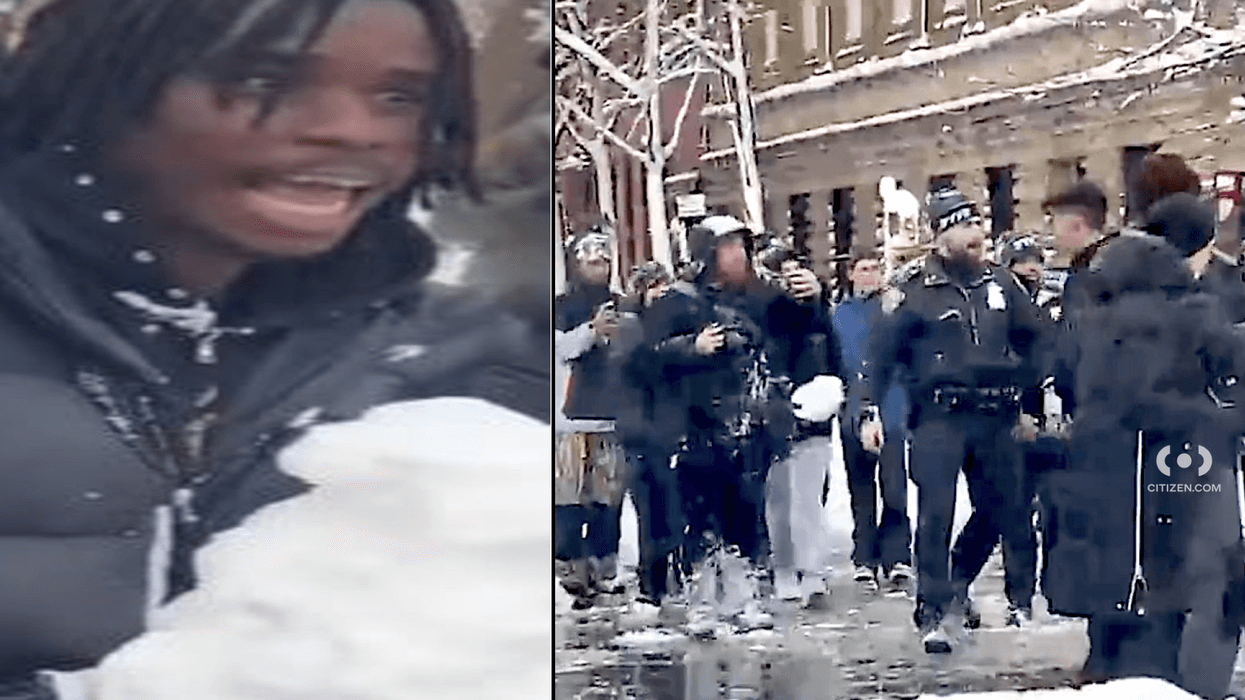 Police announced the arrest of a 27-year-old man in connection with Monday's snowball fight that ended with two NYPD officers injured