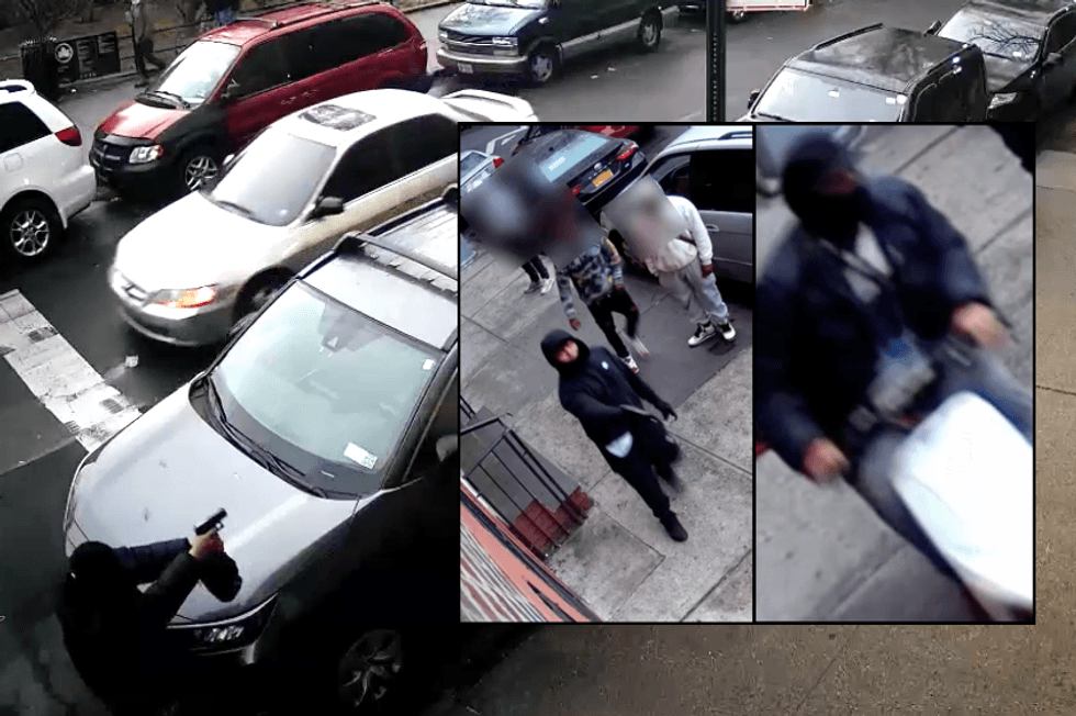 Police are looking for two men who got into a shootout in the Fordham Manor section on Tuesday