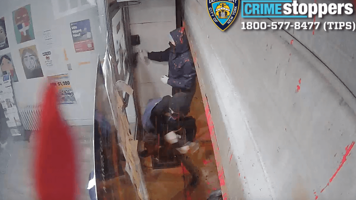 Police are looking for two vandals who spray-painted and smashed the glass of Rep. Adriano Espaillat’s Upper Manhattan office on Oct. 8, 2024.
