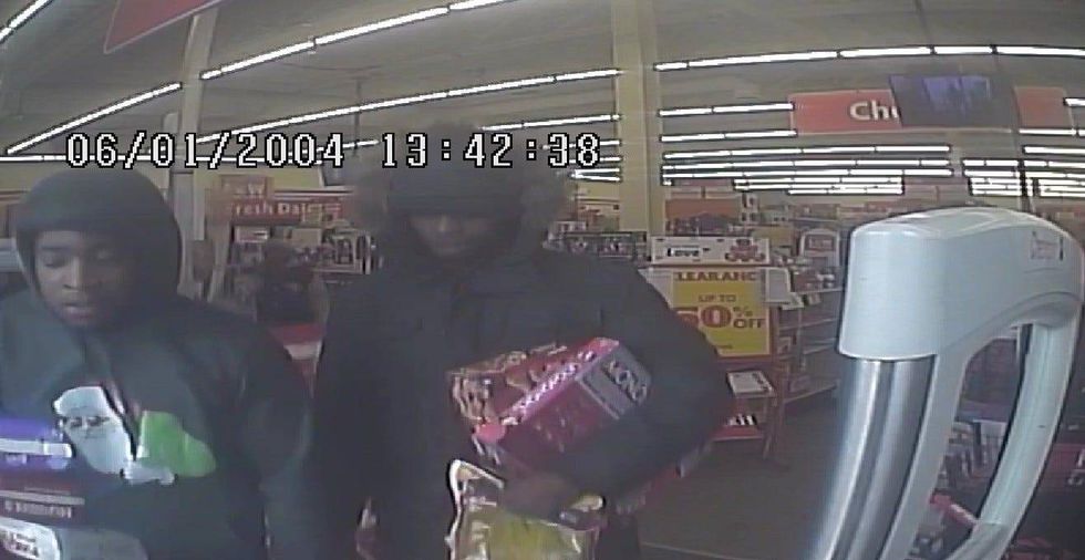 Police are on the hunt for two suspects accused of committing an armed robbery in Detroit on Friday, one of which was wearing a holiday-inspired hoodie during the alleged incident that will hopefully make him easy identify.
