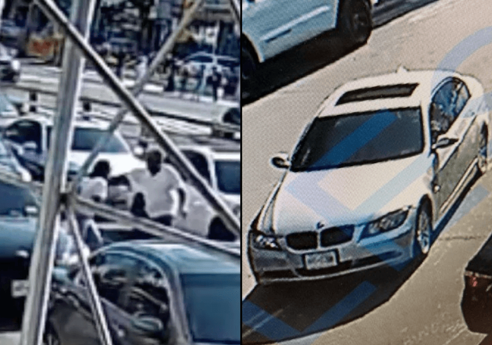 Police are searching for a man seen attacking a woman with a wrench on a Bronx street on June 6. He fled in a silver BMW
