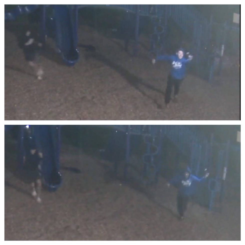 Police are searching for a pair of vandals after they allegedly destroyed playground equipment at a Clinton Twp. elementary school over the 4th of July weekend.