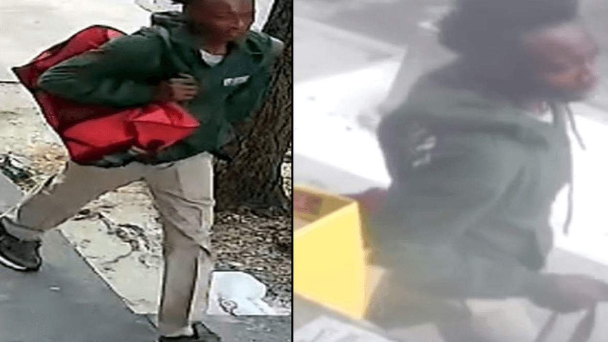 Police are searching for a robbery suspect after two people were bitten and slashed at a Bronx Family Dollar on Monday