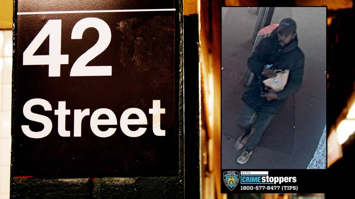 Police are searching for a suspect after a man was pushed down a staircase and robbed at the Times Square subway station on 42nd Street early Wednesday