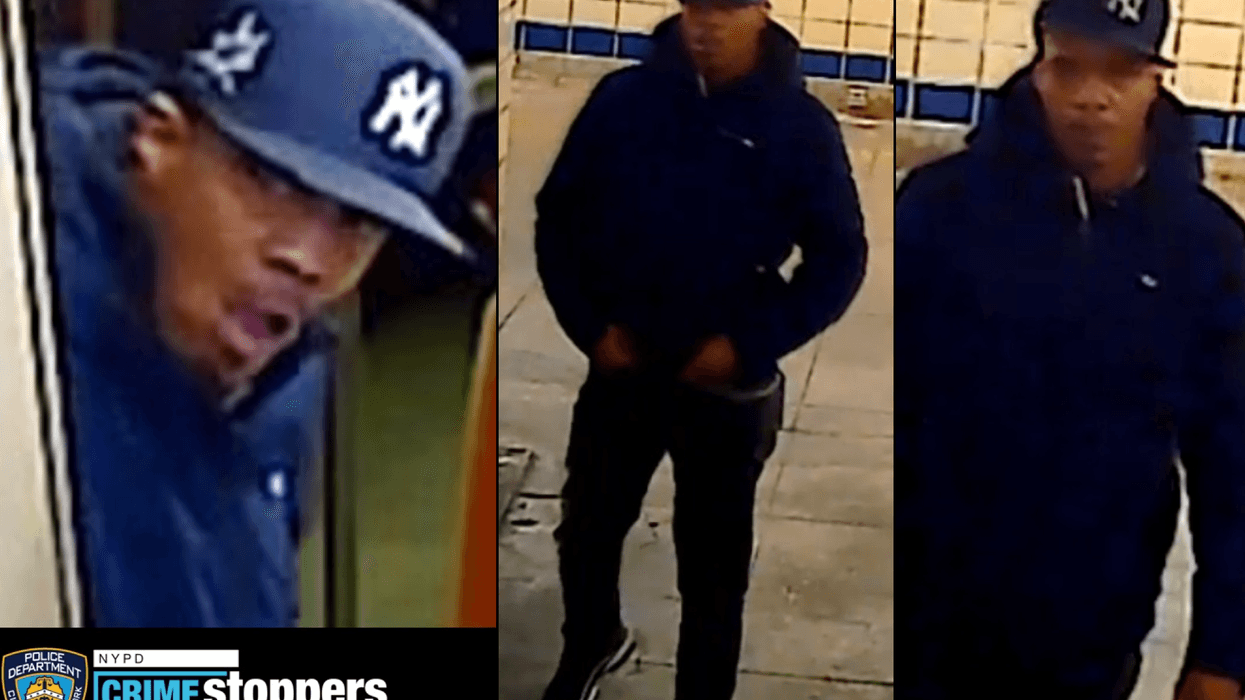 Police are searching for a suspect after an MTA train conductor was flashed and spit at on a subway platform in East New York