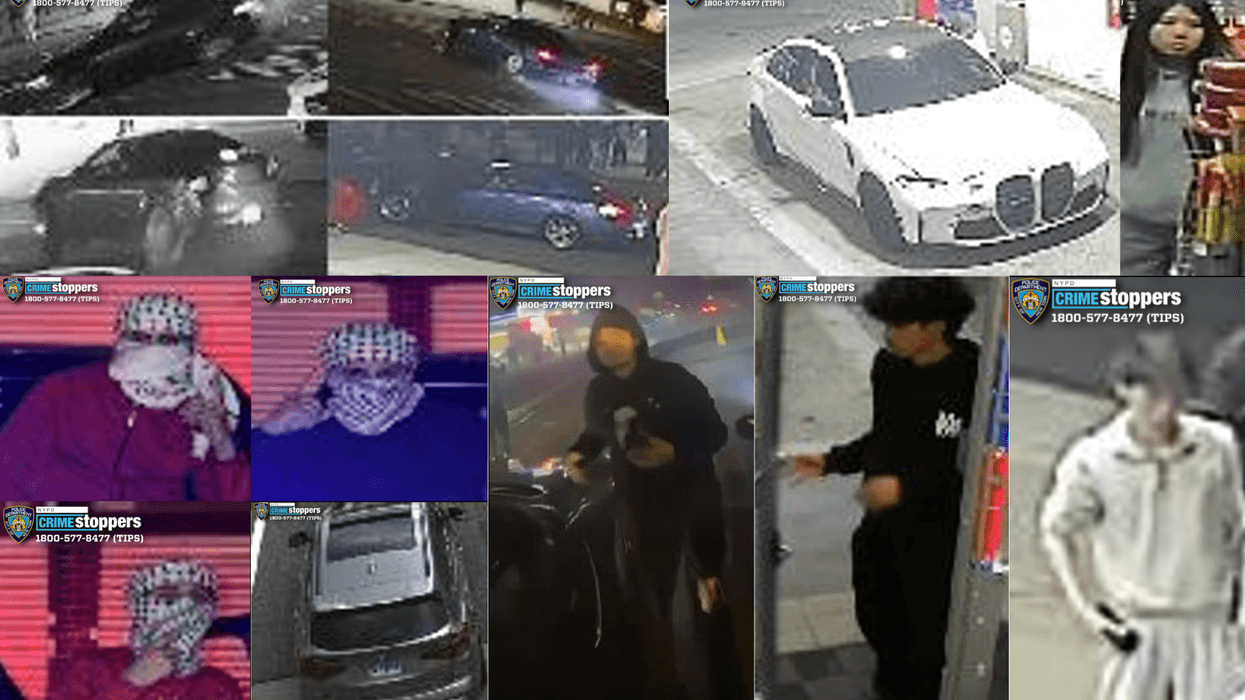 NYPD seeks 8 suspects and vehicles after people jump on cop car at fiery Queens street takeover
