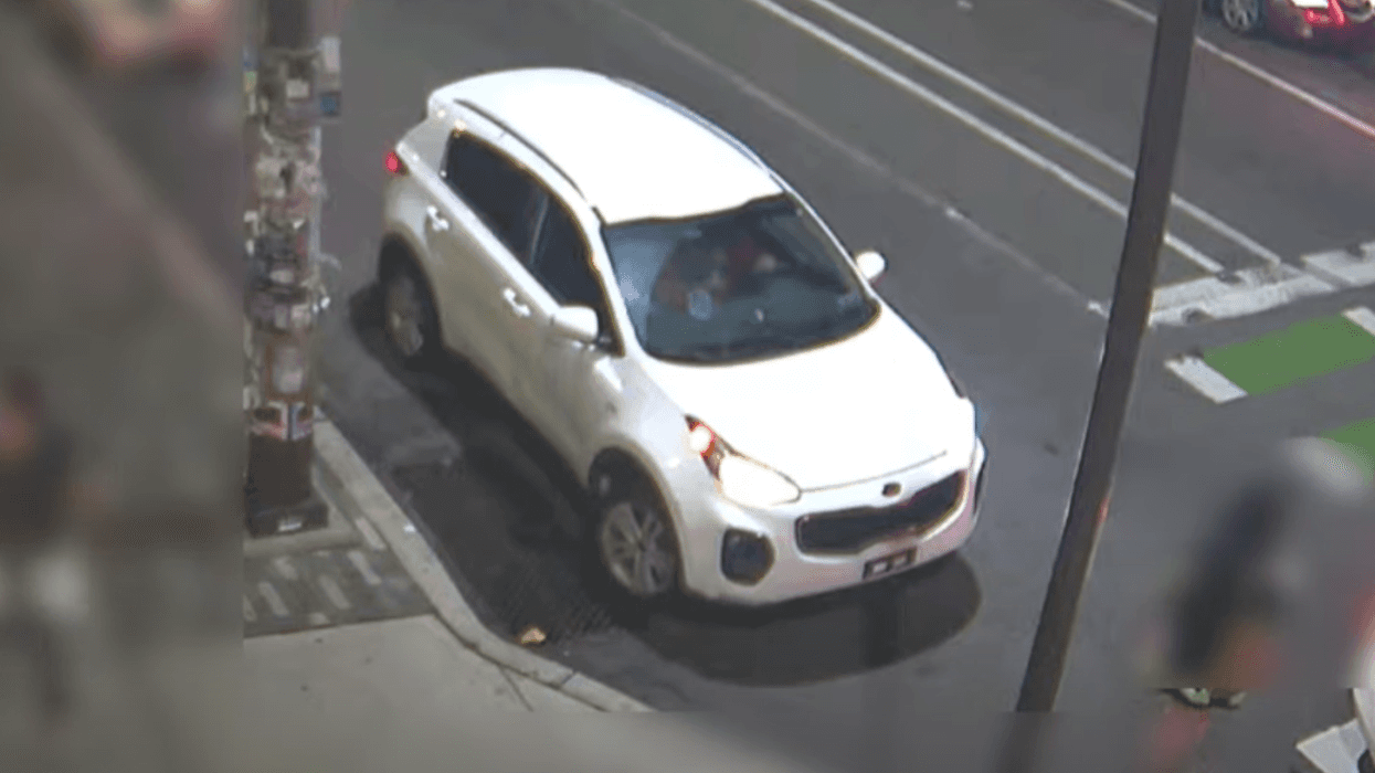 Police are searching for the driver of a white 2017-19 Kia Sportage, who they say shot a Philadelphia school safety officer early Sunday morning on Columbus Boulevard near Dave and Buster's.