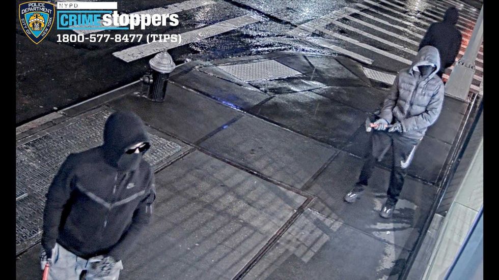 Police are searching for three suspects who fled in a white Acura sedan