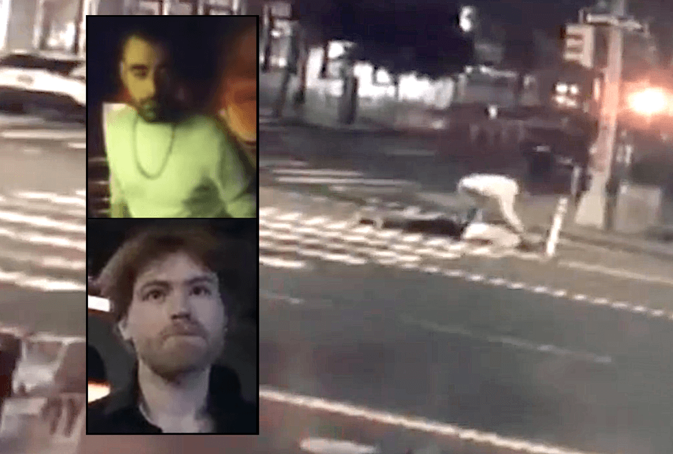 Police are searching for two men after a 46-year-old man was critically injured in an attack on an East Village street on May 18