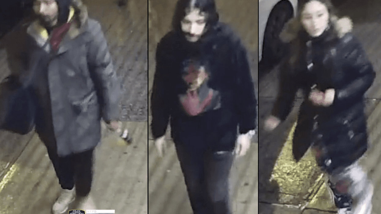 Police are searching for two men and a woman after a 32-year-old man was stabbed in the head near Tompkins Square Park in the East Village on Saturday morning