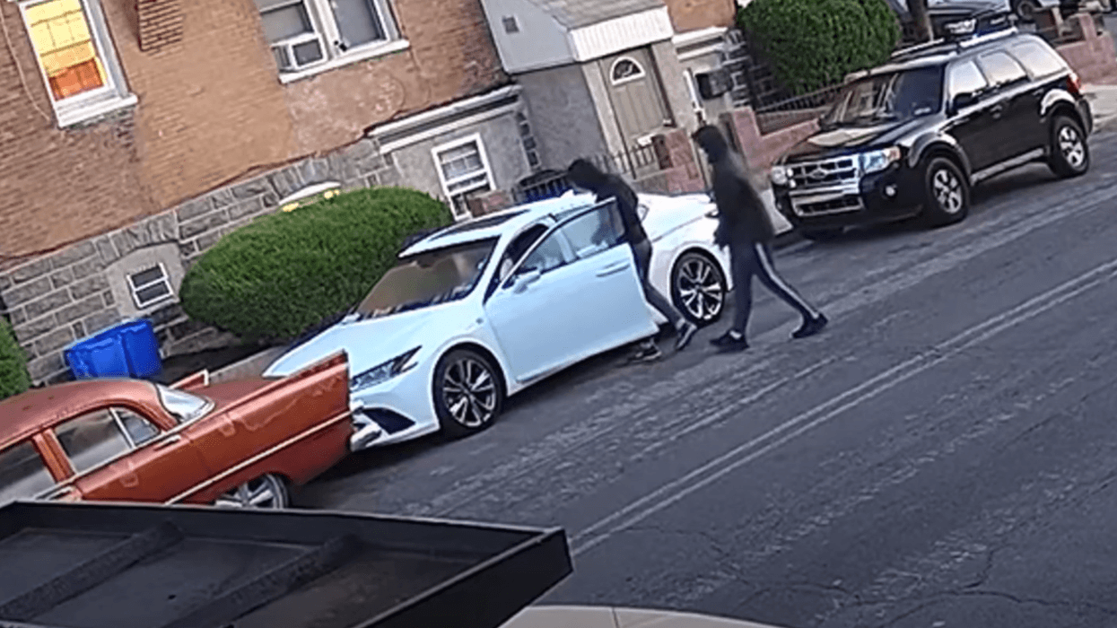 Police are searching for two men (pictured) for a carjacking in West Philadelphia on Aug. 7, 2022. Officials say carjackings in 2022 are on pace to surpass last year's total.