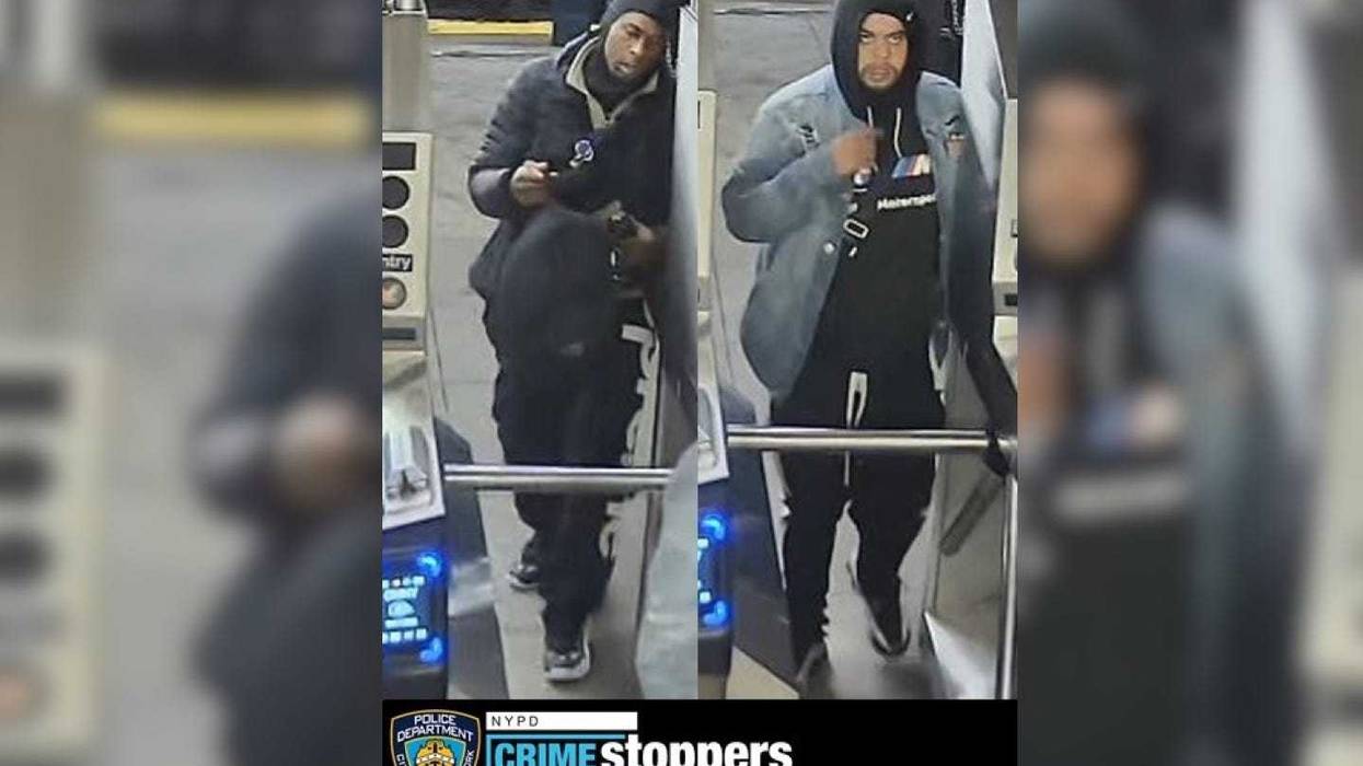 Police are searching for two suspects after a man was robbed at the 50th Street station in Midtown