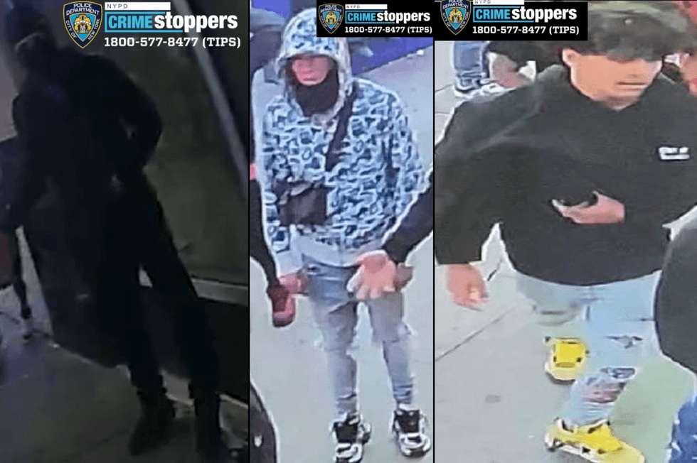 Police are still searching for three suspects in the attack. The first suspect threw an umbrella at the officers, the second tried to strike one of the officers with a basketball and the third threw an unknown object at them, according to police