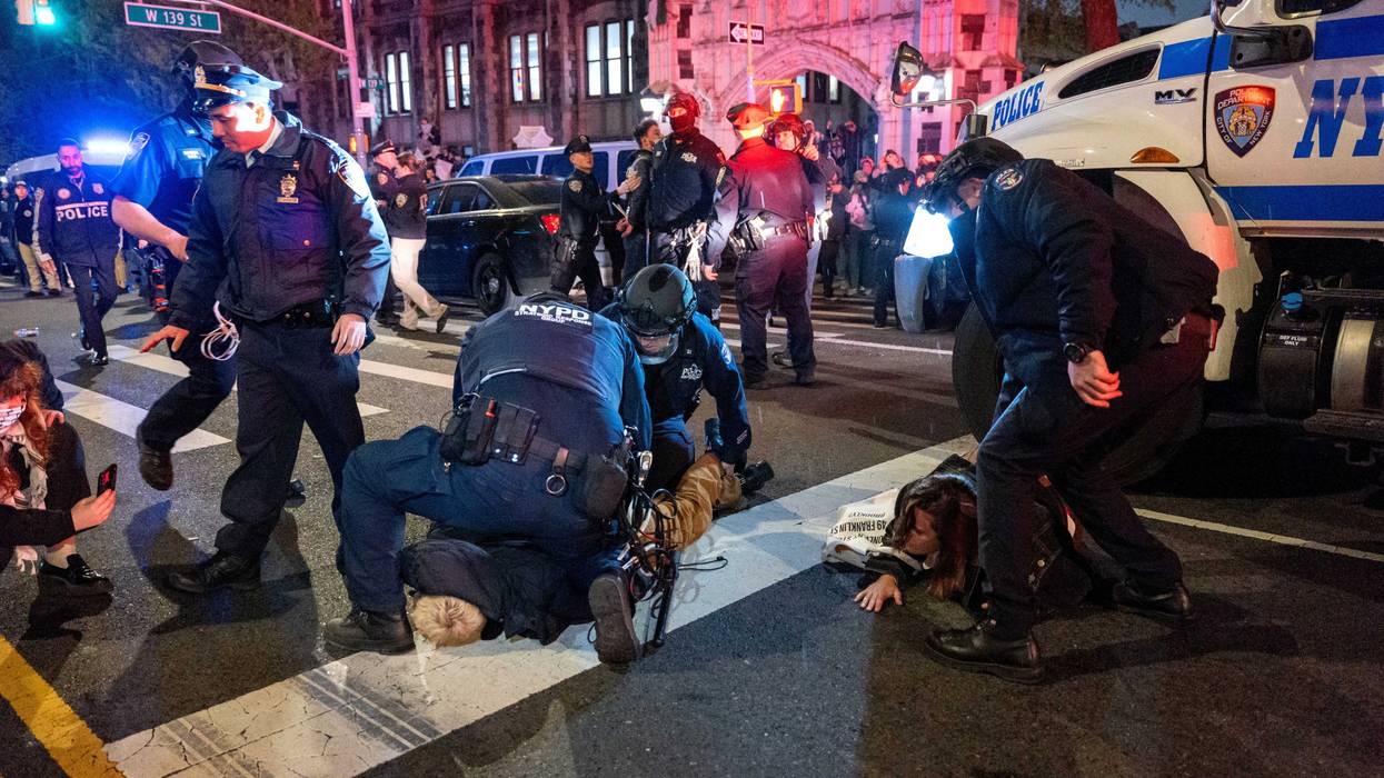 Police arrest protesters during pro-Palestinian demonstrations at The City College Of New York (CUNY) as the NYPD cracks down on protest camps at both Columbia University and CCNY on April 30, 2024