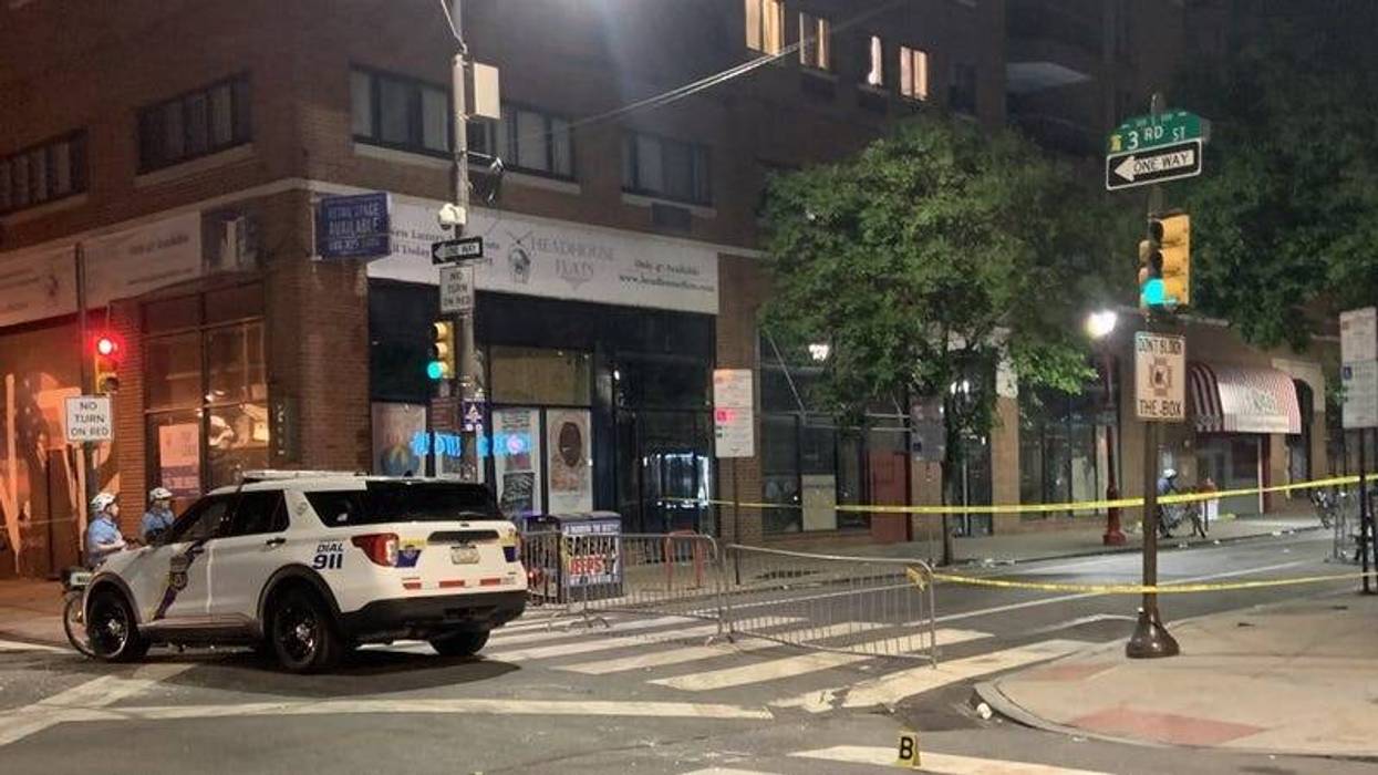 Police at 3rd and South streets following the South Street mass shooting on June 4, 2022