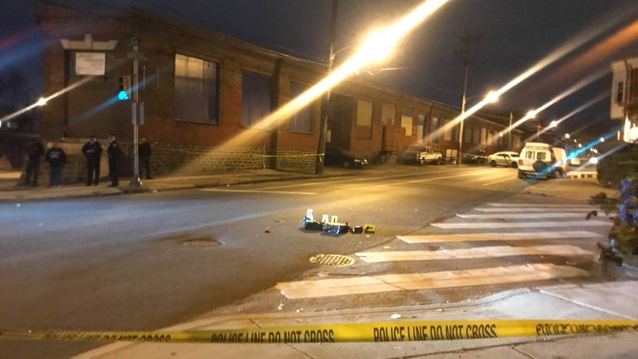 Police at the scene of a shooting in North Philadelphia which left a 16-year-old girl dead.