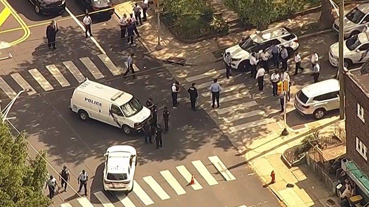 Police at the scene of a shooting near Overbrook High School