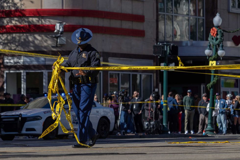Police at the scene of the truck attack on Wednesday