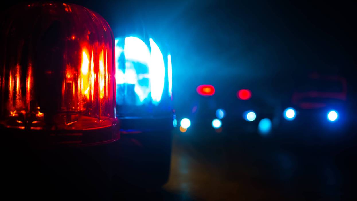 Police car blue and red round vintage siren in dark