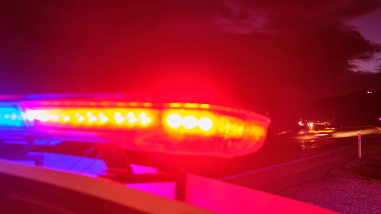 police car flashing lights in the night